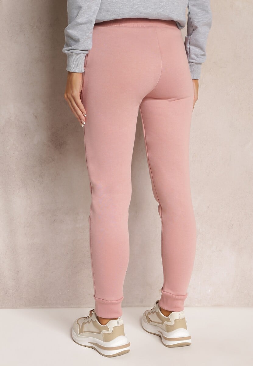 Różowe Spodnie Dresowe z Regularnym Stanem i Polarem Minnah