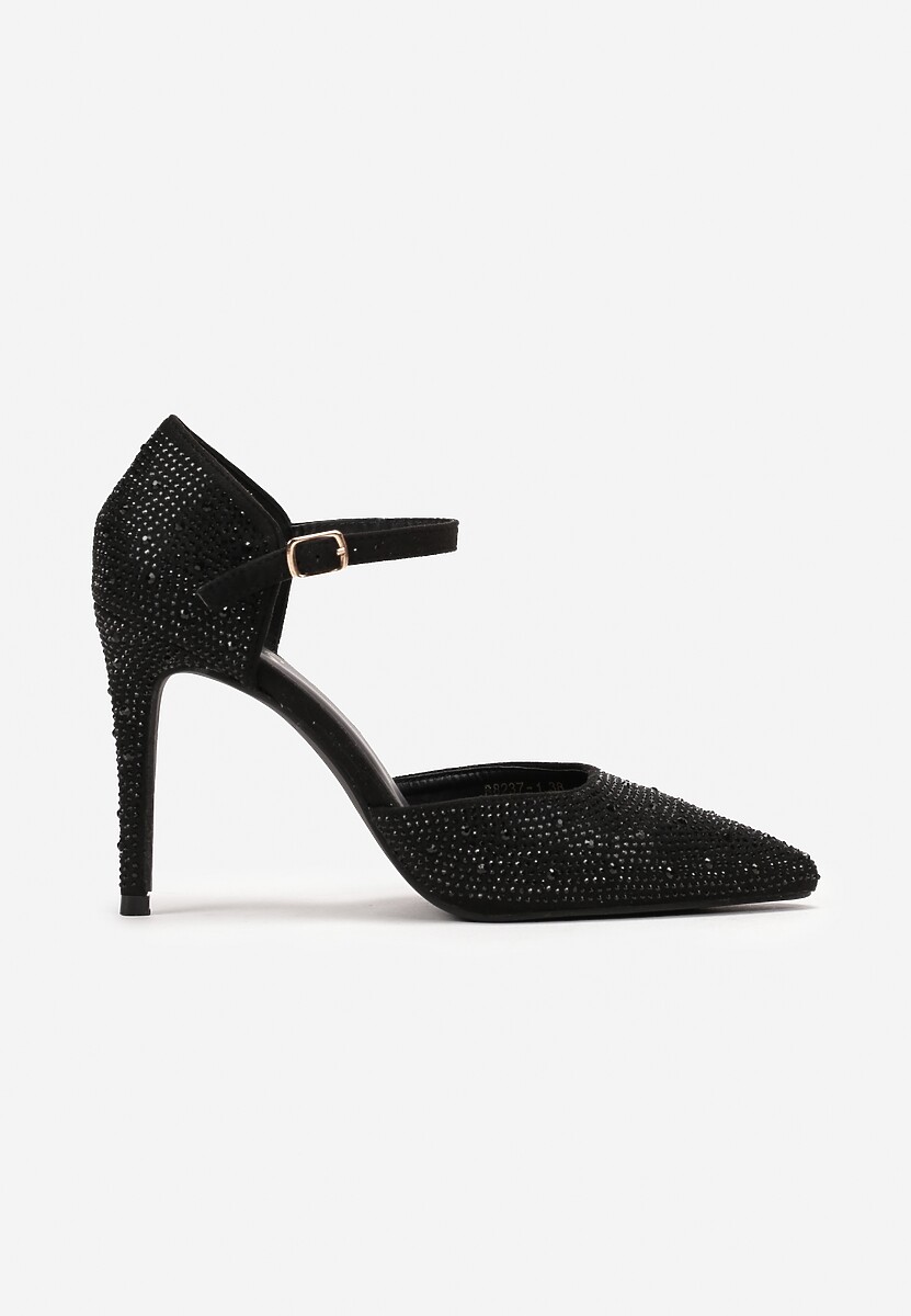 Czarne Szpilki w Cyrkonie ze Szpiczastym Noskiem Loira