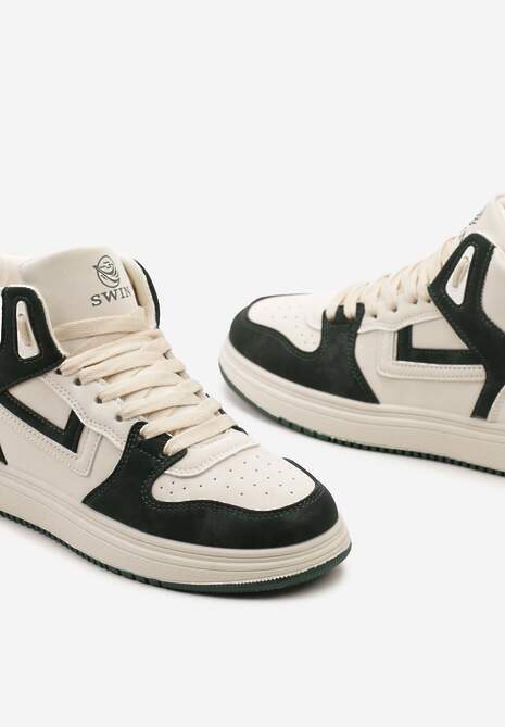 Beżowo-Zielone Sneakersy Maeramia