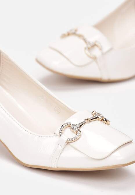 Beżowe Czółenka z Klamerką w Cyrkonie na Słupku Viokha