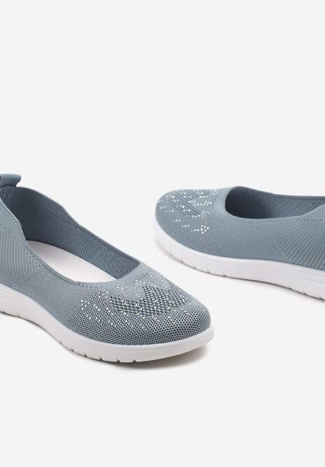 Niebieskie Płaskie Tenisówki Zdobione Cyrkoniami Lomadia