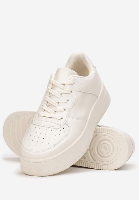 Beżowe Sznurowane Sneakersy na Platformie z Bieżnikiem Arvilla