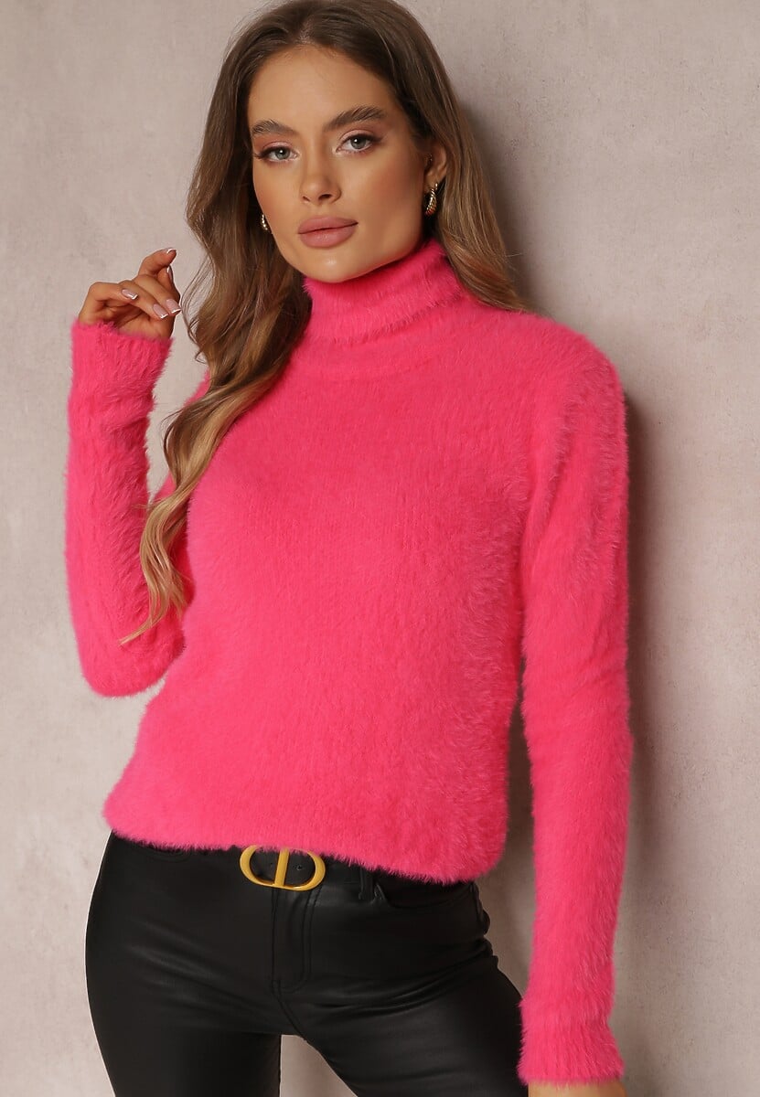 Różowy Golf Wełniany Cheki