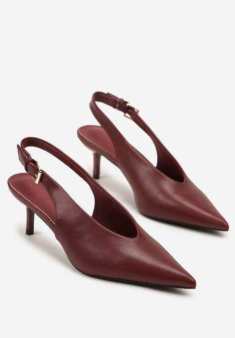 Bordowe Czółenka Typu Slingback na Szpilce Latinea