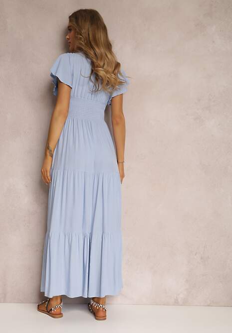 Jasnoniebieska Sukienka z Wiskozy Lobsy