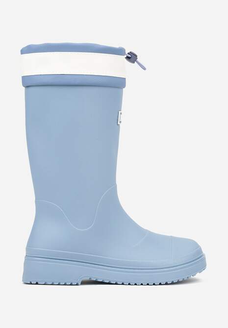 Niebieskie Kalosze Ozdobione Napisem ze Ściągaczem przy Cholewce Voslia