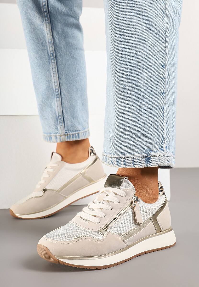 Czarne Sneakersy Ozdobione Suwakiem i Metalicznymi Wstawkami Alua