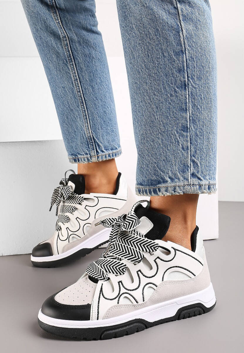 Białe Sneakersy z Szerokimi Sznurówkami Nolita