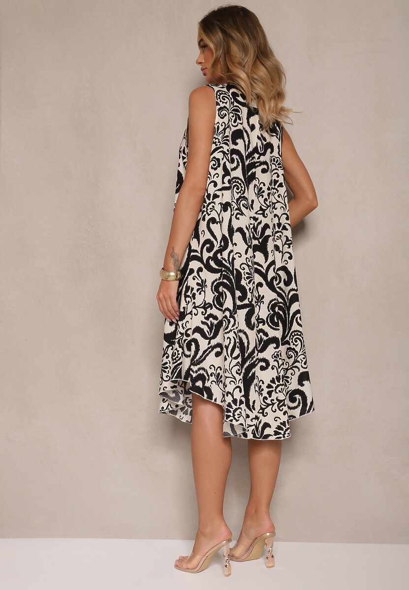 Czarna Sukienka z Bawełny z Motywem Paisley Zivanae