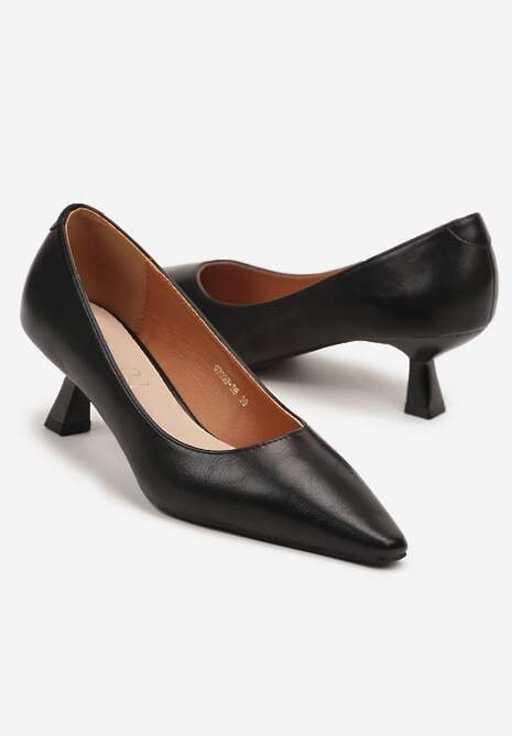 Czarne Czółenka Vices na Kaczuszce ze Skórzaną Wkładką Elialie