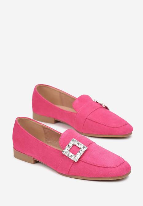 Fuksjowe Mokasyny z Kwadratowym Noskiem i Klamerką w Cyrkonie Maritatia