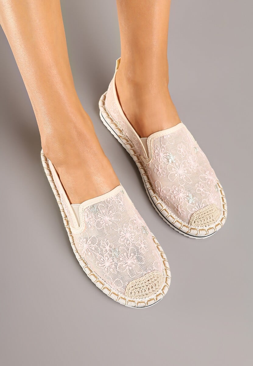 Różowe Espadryle z Ozdobną Plecionką Eranoria
