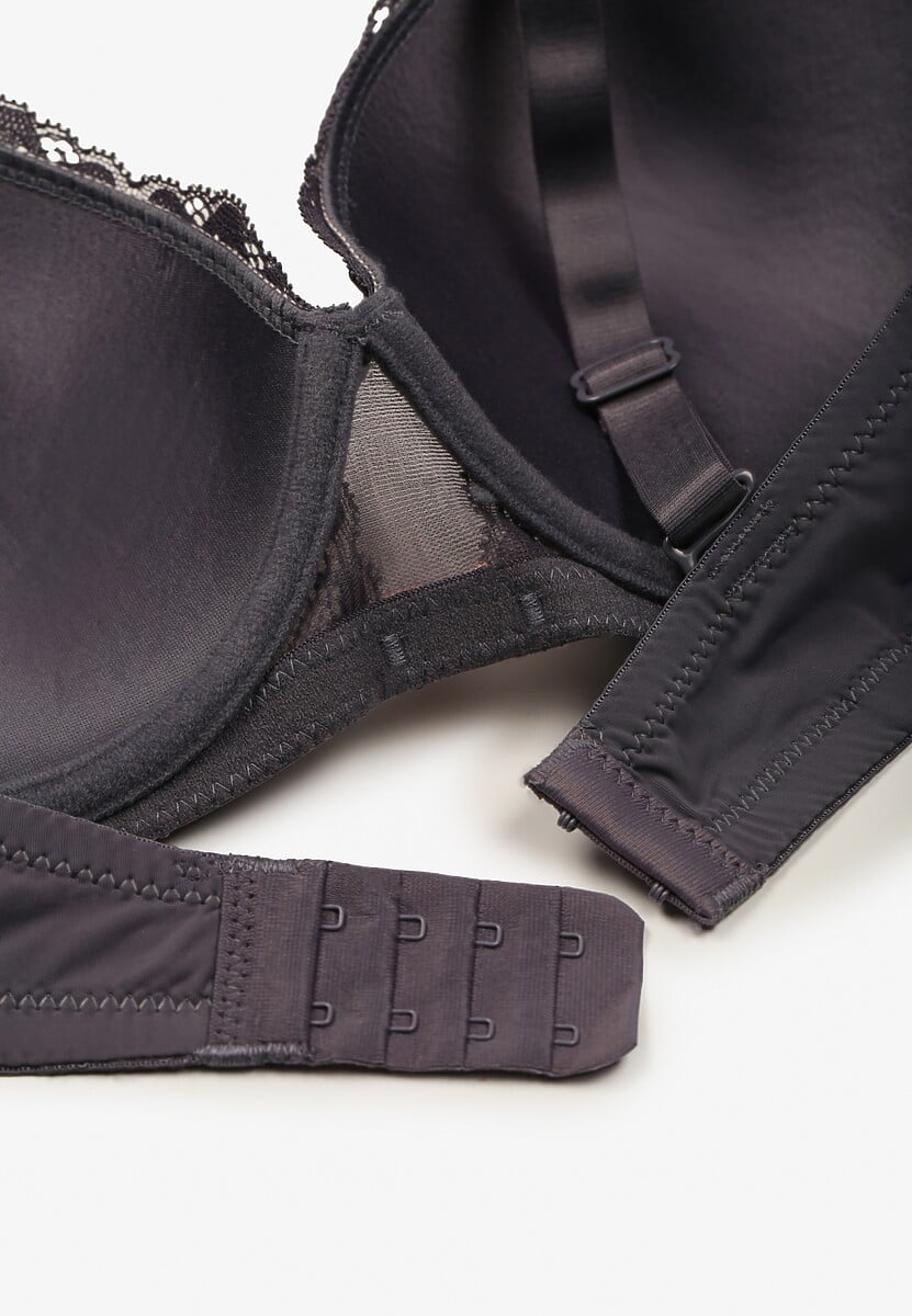 Szaro-Różowy Koronkowy Biustonosz z Metaliczną Aplikacją Dorzedi