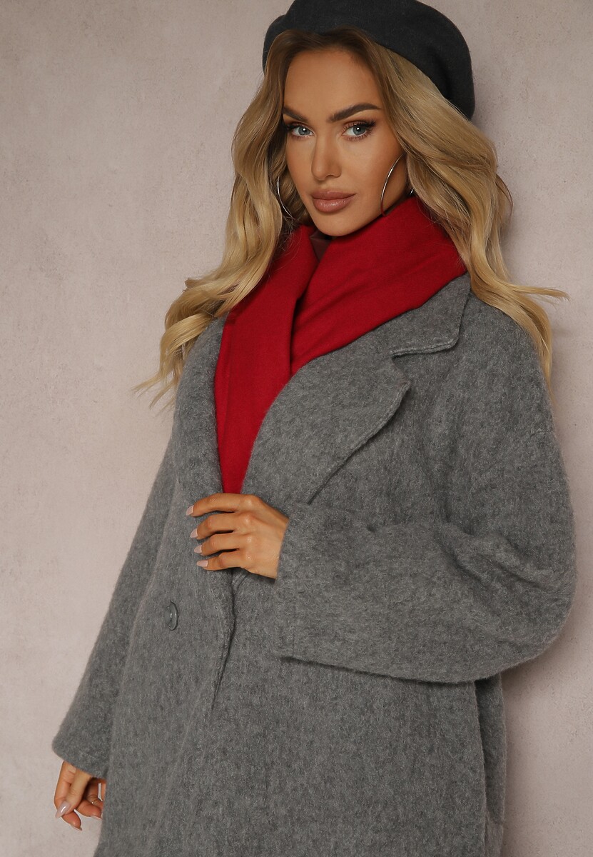 Bordowy Szalik z Wiskozą Bawełną i Frędzlami Siathlin