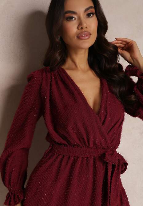 Bordowa Sukienka Thesaste