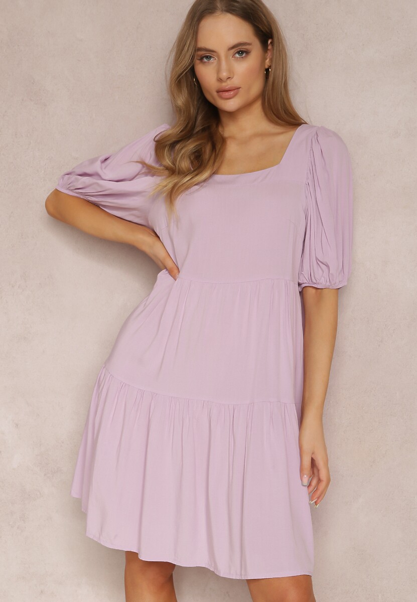 Jasnofioletowa Sukienka z Wiskozy Agathestra