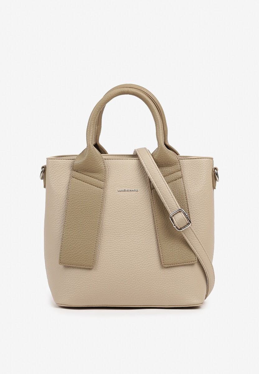 Ciemnobeżowa Torebka z Ozdobnymi Uchwytami i Regulowanym Paskiem Meraneth