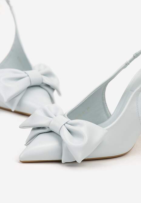 Niebieskie Sandały Vices na Szpilce Slingback Ozdobione Kokardą Tilvanea