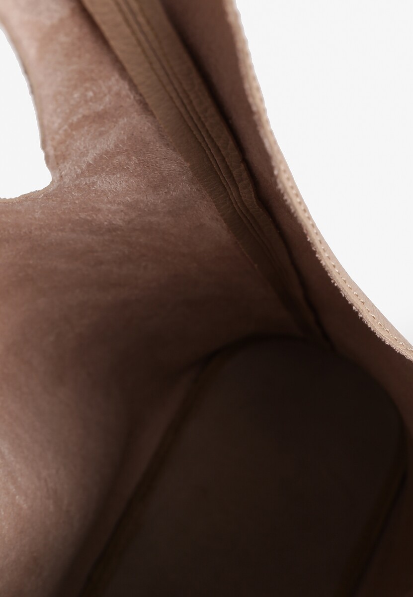 Ciemnobeżowa Torebka z Saszetką i Metaliczną Ozdobą Tenarae