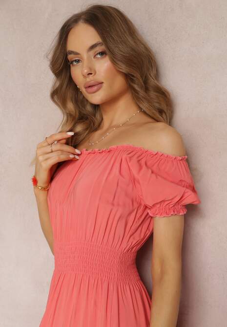 Pomarańczowa Rozkloszowana Sukienka Hiszpanka Yolaphne