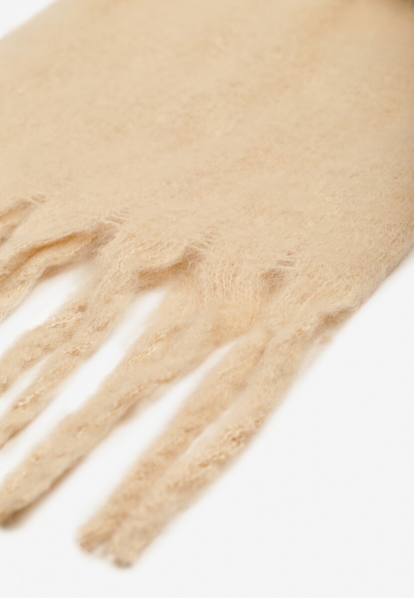 Beżowy Szalik Ozdobiony Frędzlami Esalirea