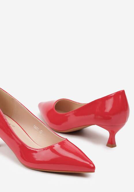 Czerwone Czółenka Lakierowane na Kaczuszce w Klasycznym Stylu Erisalynne