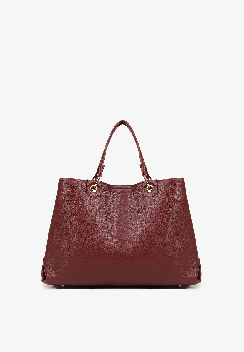 Bordowa Duża Torebka Shopperka z Metalicznymi Ozdobami Anurriva
