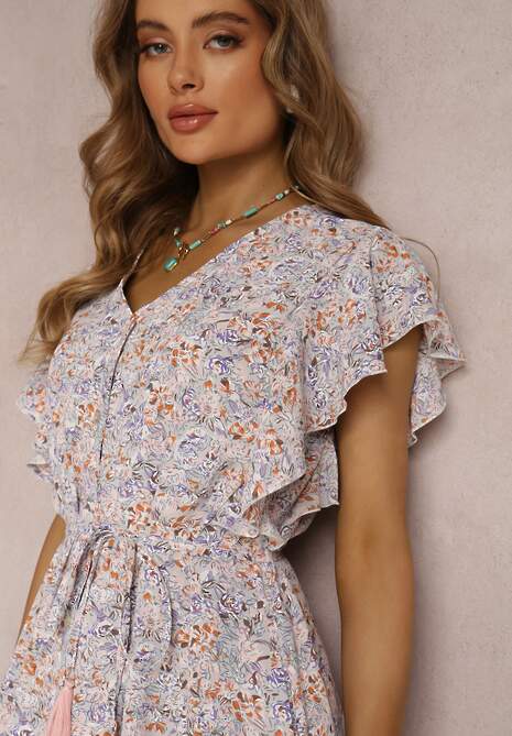 Różowo-Jasnoszara Sukienka Ceekey