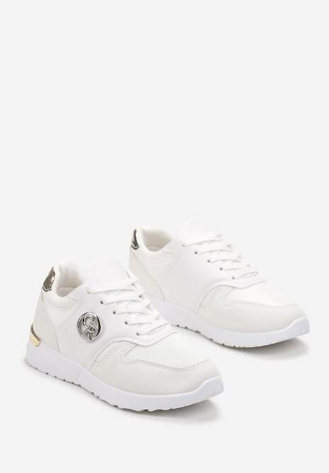 Białe Sneakersy Ozdobione Metalicznymi Wstawkami Dabriele