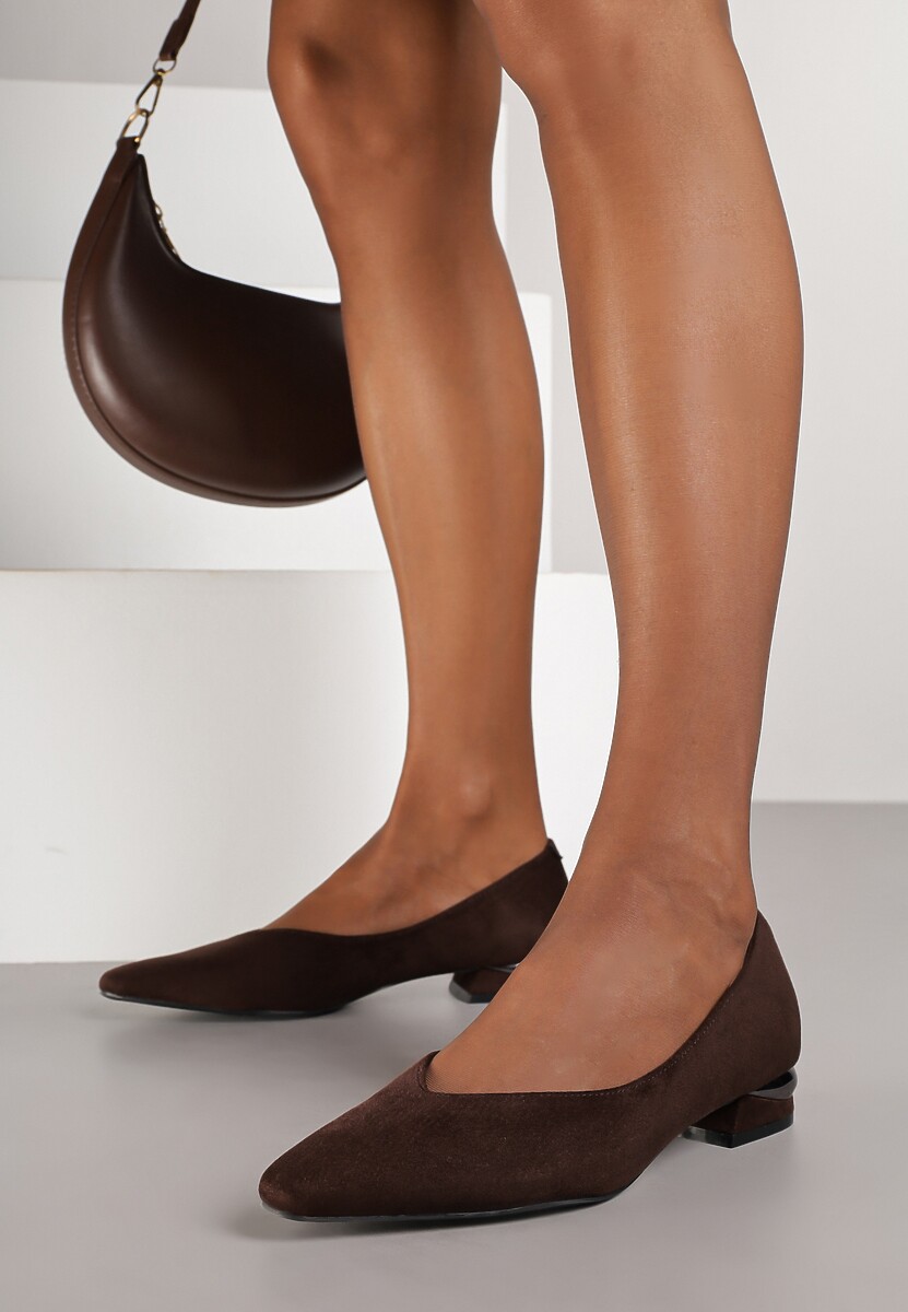 Brązowe Czółenka Vices ze Skórzaną Wkładką na Ozdobnym Słupku Delvila