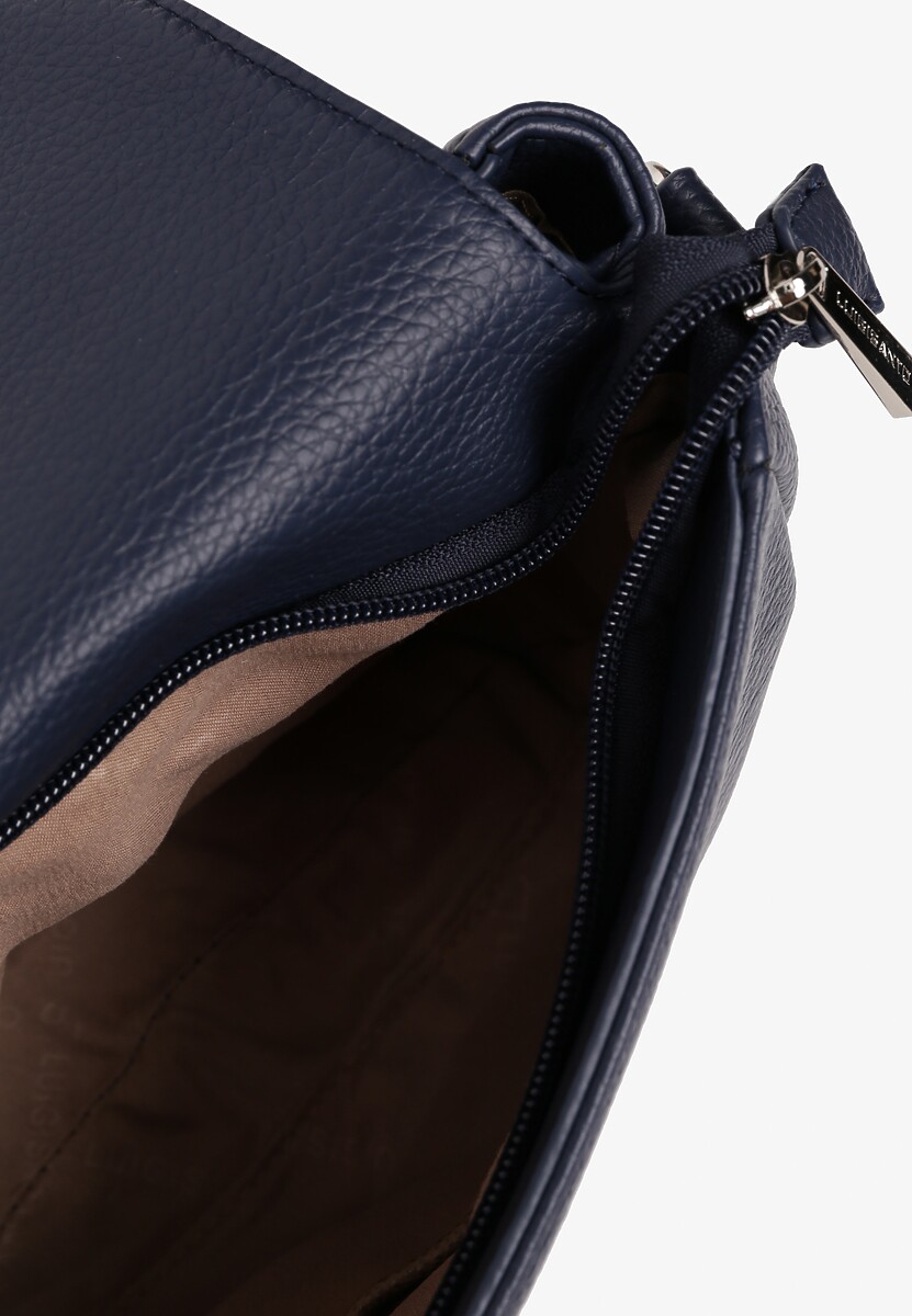 Granatowa Torebka Ozdobiona Metaliczną Aplikacją Sonarianis