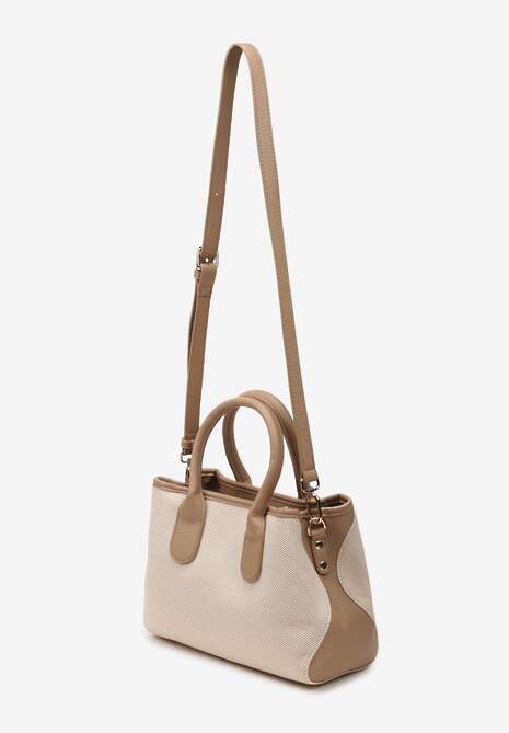 Brązowo-Beżowa Niewielka Torebka z Trzema Komorami i Regulowanym Paskiem Ayslin