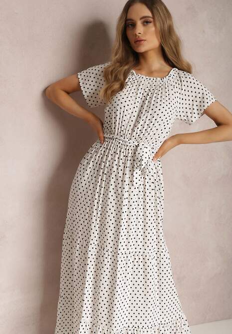 Biała Sukienka z Wiskozy Ampolea