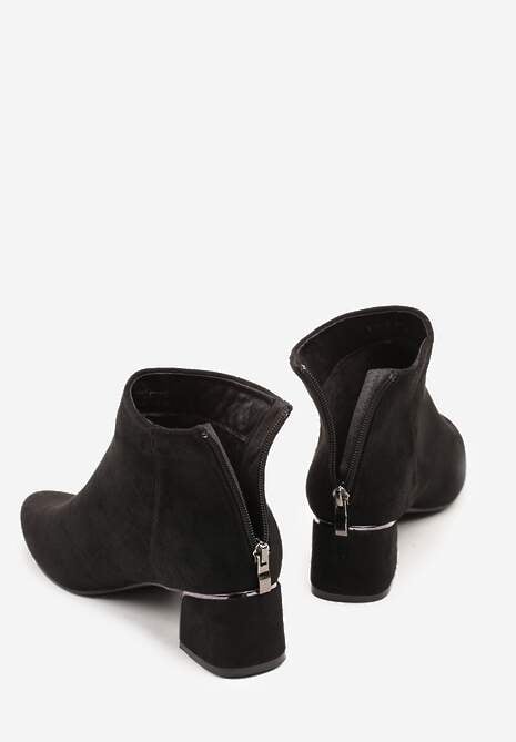 Czarne Botki Vices na Słupku o Geometrycznym Kształcie Ferrriva