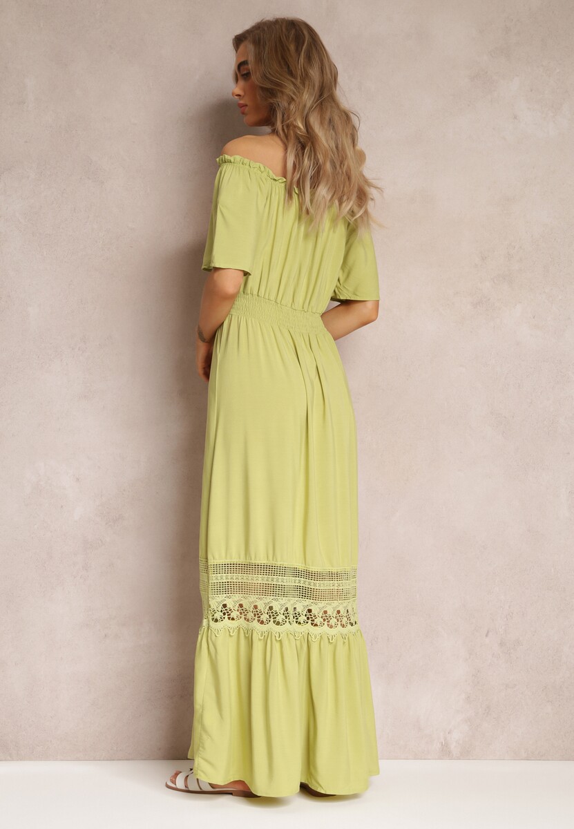 Zielona Sukienka Maxi Hiszpanka z Wiskozy Millore