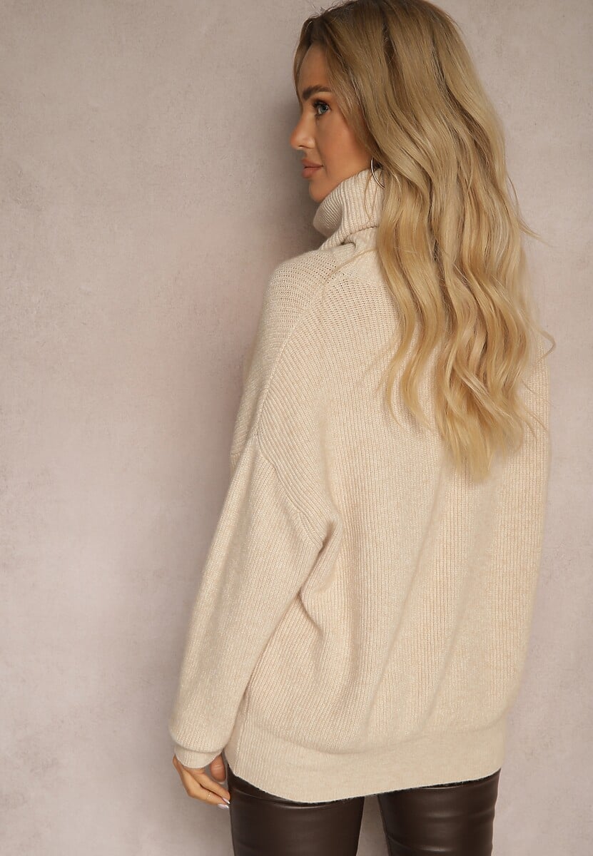 Jasnobeżowy Golf z Domieszką Wiskozy i Kaszmiru Azivara