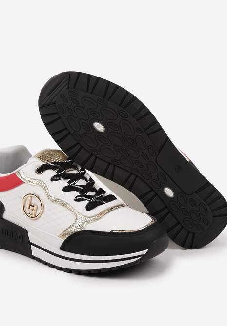Biało-Czarne Sneakersy z Metaliczną Ozdobą Firamia