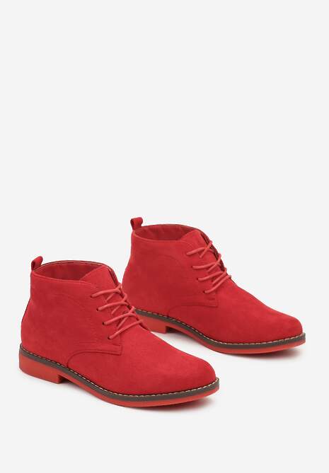 Czerwone Botki z Sznurowaniem Wasicia