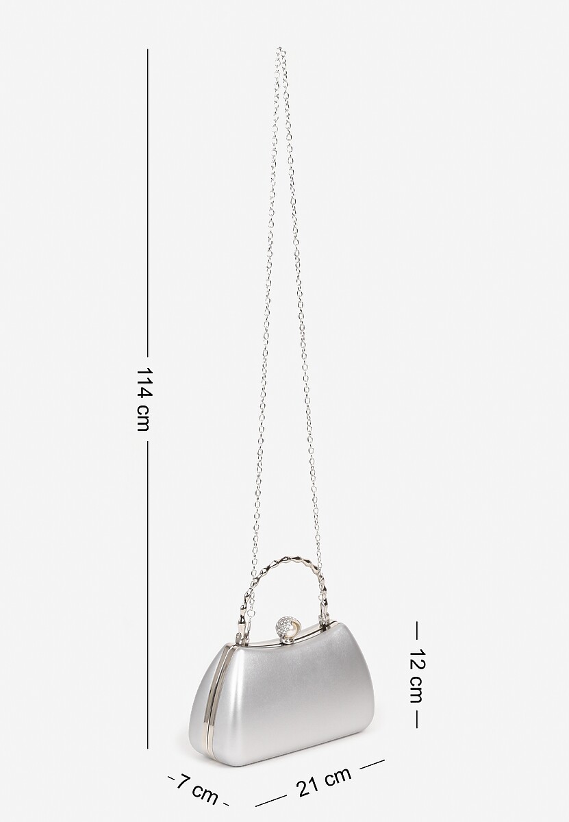 Srebrna Torebka Kopertówka Ozdobiona Perełką Fesaila