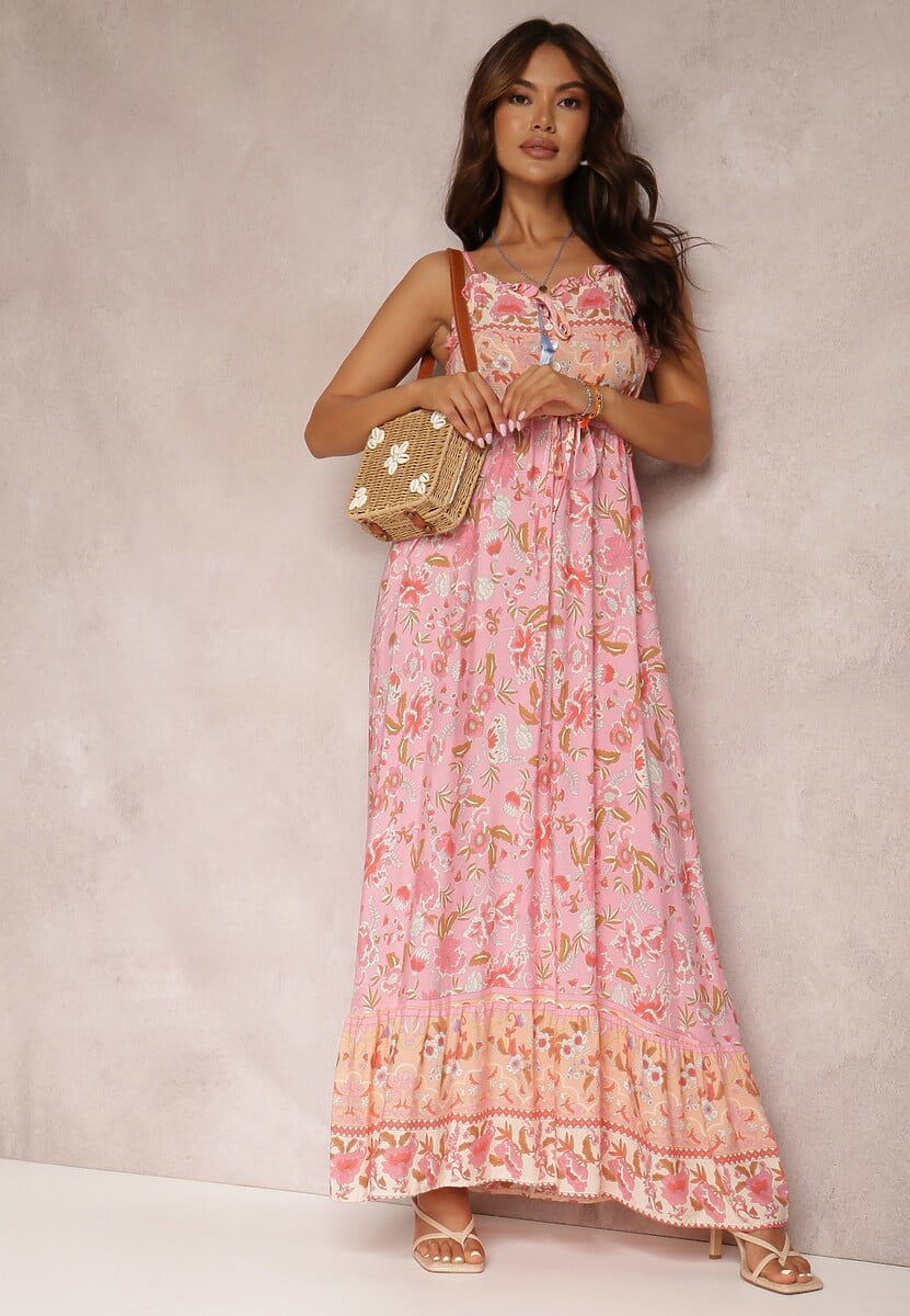 Różowa Sukienka z Wiskozy Aeroreia