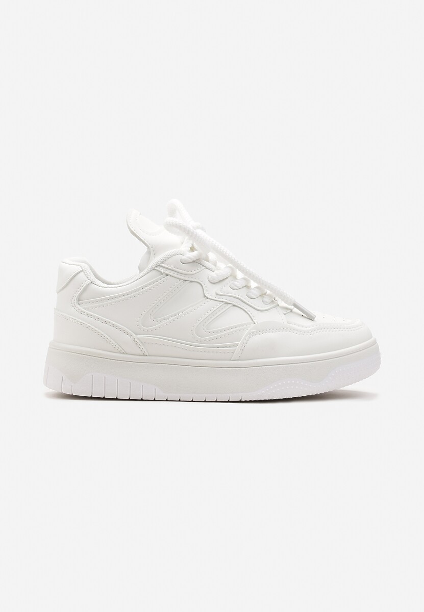 Białe Sneakersy przed Kostkę na Platformie z Wstawkami Losia