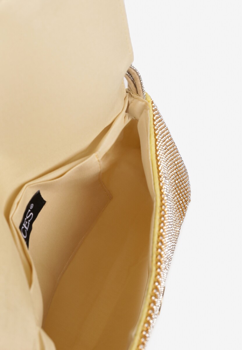 Złota Torebka Kopertówka Vices Ozdobiona Cyrkoniami Develia