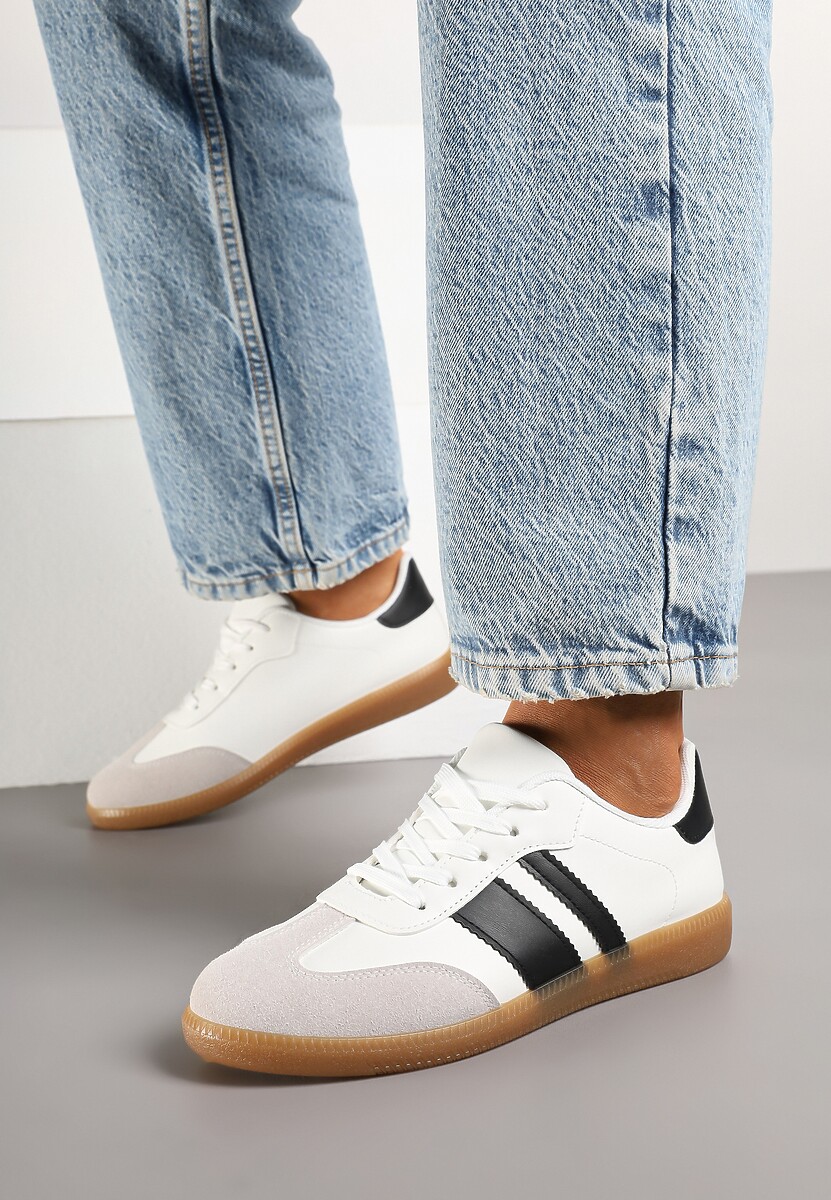 Białe Sneakersy w Stylu Tenisówek z Paskami Danareth