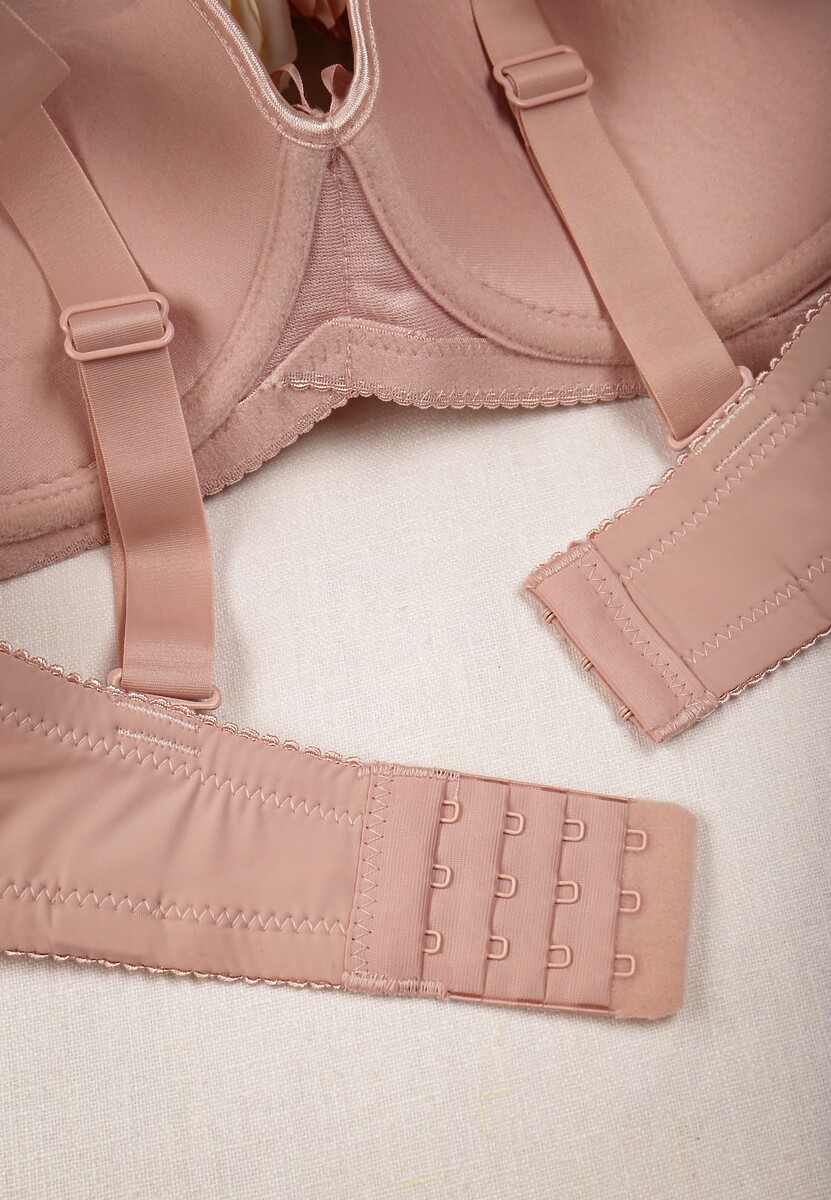 Różowy Biustonosz Full Cap Ozdobiony Koronką z Odpinanymi Ramiączkami Rillana