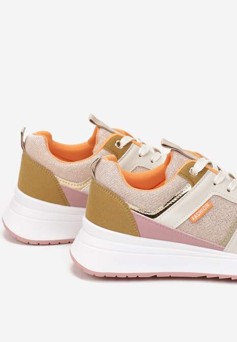 Beżowo-Zielone Sneakersy Philassa