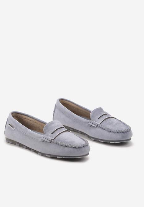 Jasnoniebieskie Płaskie Mokasyny o Klasycznym Fasonie z Przeszyciem Wenniva