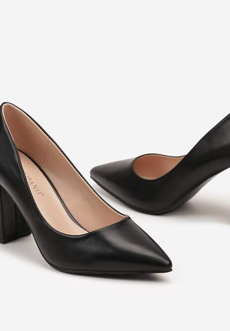 Czarne Czółenka na Słupku w Klasycznym Stylu Quaravia