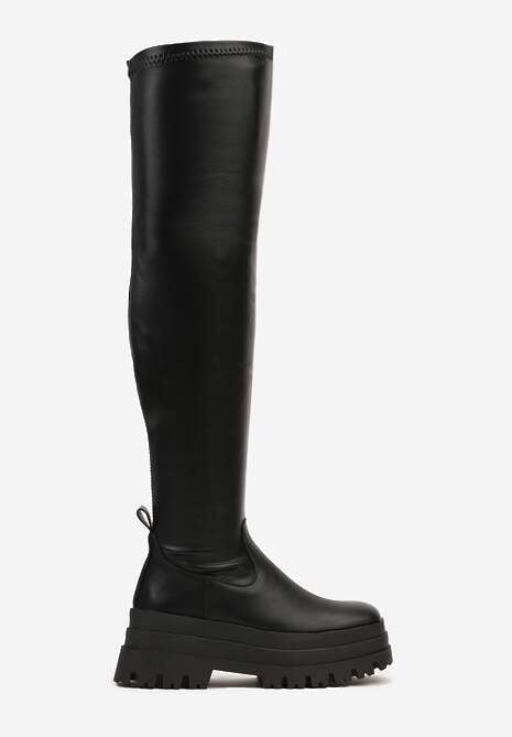 Czarne Kozaki Muszkieterki na Platformie Sezira