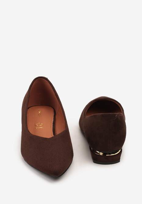 Brązowe Czółenka Balerinki Vices z Noskiem w Szpic i Skórzaną Wkładką Falennea