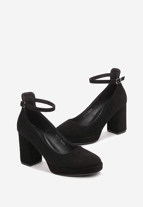 Czarne Czółenka na Słupku z Kwadratowym Noskiem Malenva